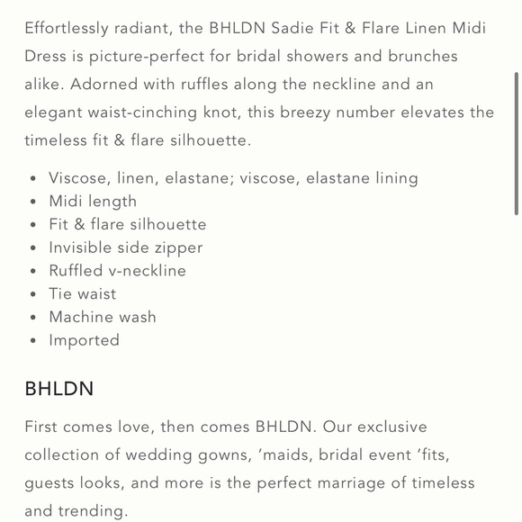 NWT BHLDN Sadie Fit and Flare Floral Linen Dress Wedding Guest Dress Size Medium - Picture 3 of 15